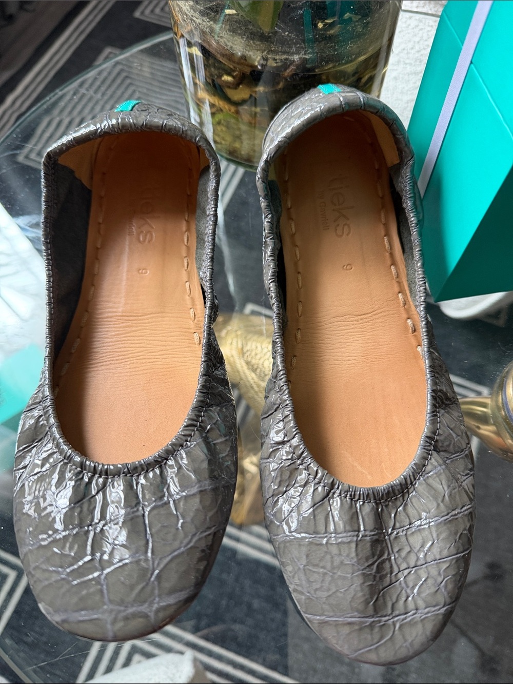 Tieks Slate Gray Croc-Embossed Ballet Flats - Picture 2 of 10